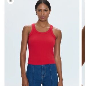 Pistola Red Christy Ribbed Knit Tank L